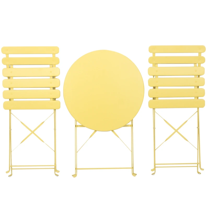 Streamdale 3 Pieces Patio Bistro Balcony Metail Chair Table Set-Yellow