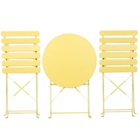 Streamdale 3 Pieces Patio Bistro Balcony Metail Chair Table Set-Yellow