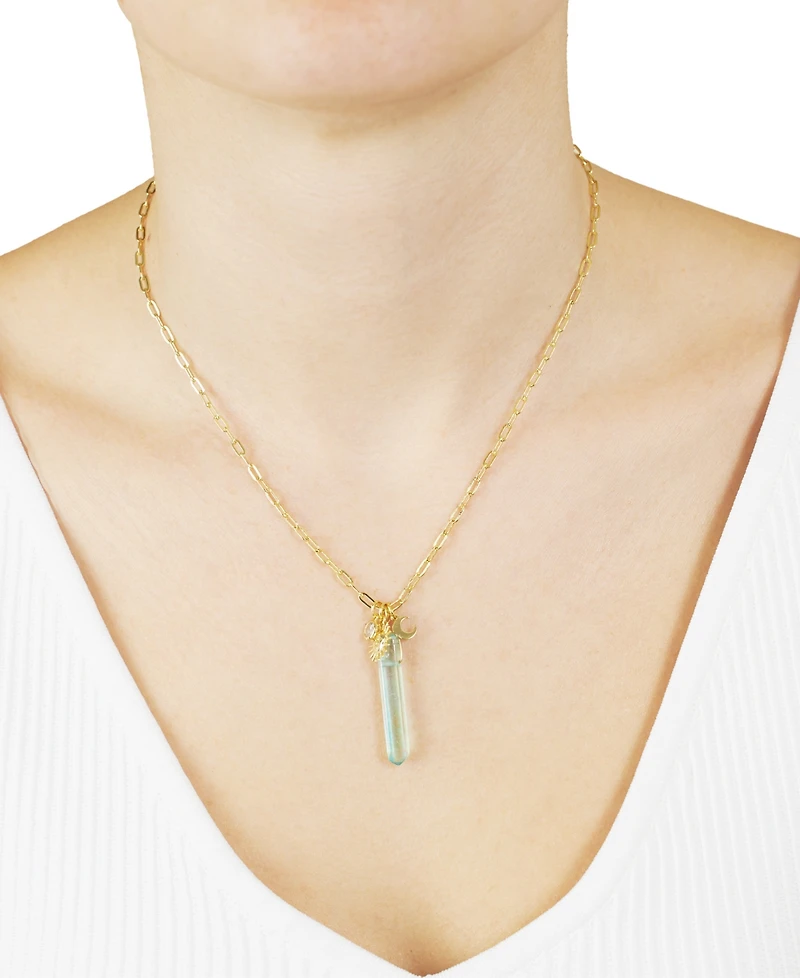 Macy's Quartz Sun and Moon Charm Necklace 14k Gold Plated or Silver
