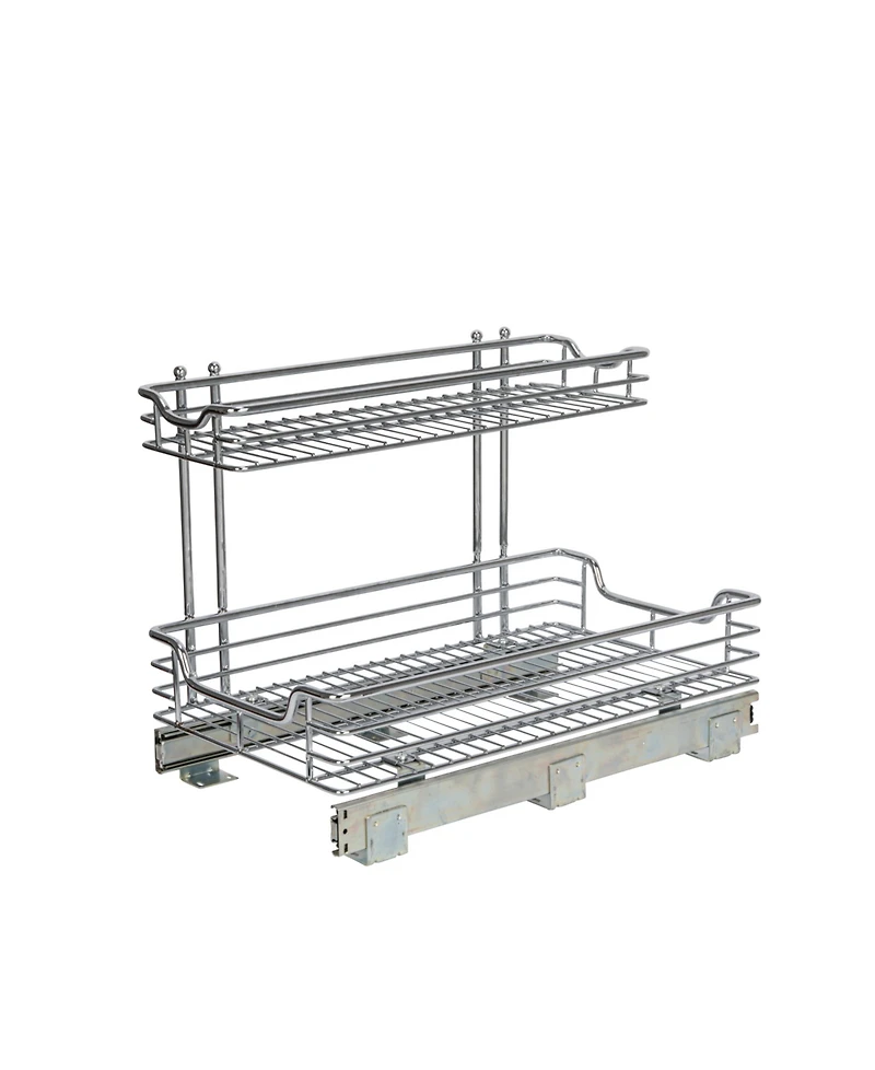 Household Essentials Glidez Multipurpose Chrome-Plated Steel Pull-Out/Slide-Out Storage Organizer for Under Sink or Under Cabinet 2-Tier Design