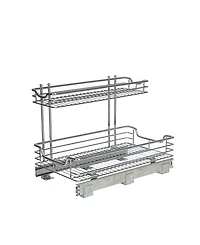 Household Essentials Glidez Multipurpose Chrome-Plated Steel Pull-Out/Slide-Out Storage Organizer for Under Sink or Under Cabinet 2-Tier Design