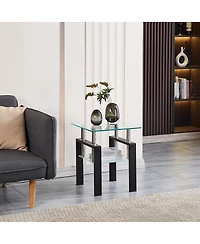 Streamdale Furniture 2-Piece Clear Tempered Glass Small Table, End Table For Living Room, Sofa Table