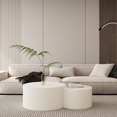 Streamdale Vertical Stripe Nesting Coffee Table Set (2 pcs)