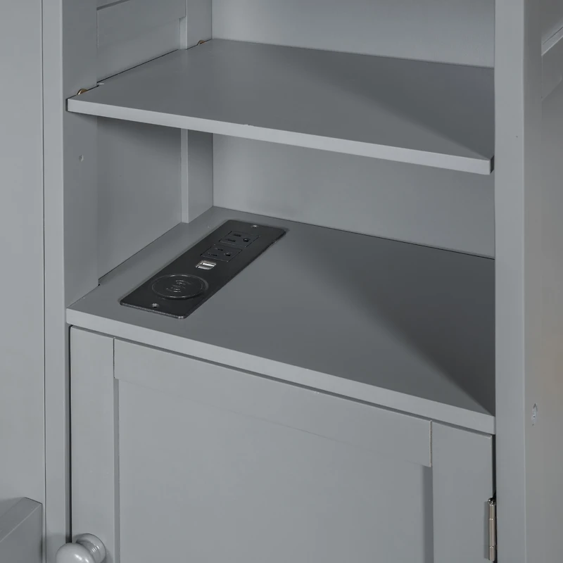 Streamdale Wooden Queen Bed with Cabinetry and Outlets