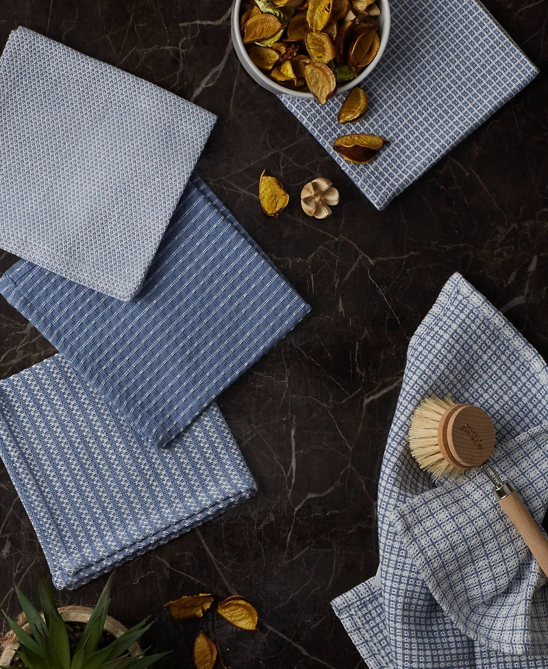Design Imports Everyday Kitchen Collection Assorted Dishcloth Set, 12x12", Stonewash Blue, 5 Count