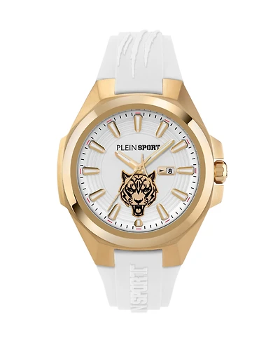 Plein Sport Men's Tigermaster Three Hand Date Quartz White Silicone 47MM