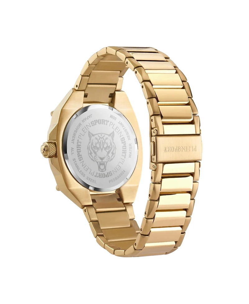 Plein Sport Men's Thunder Force Three Hand Quartz Gold Stainless Steel 47MM