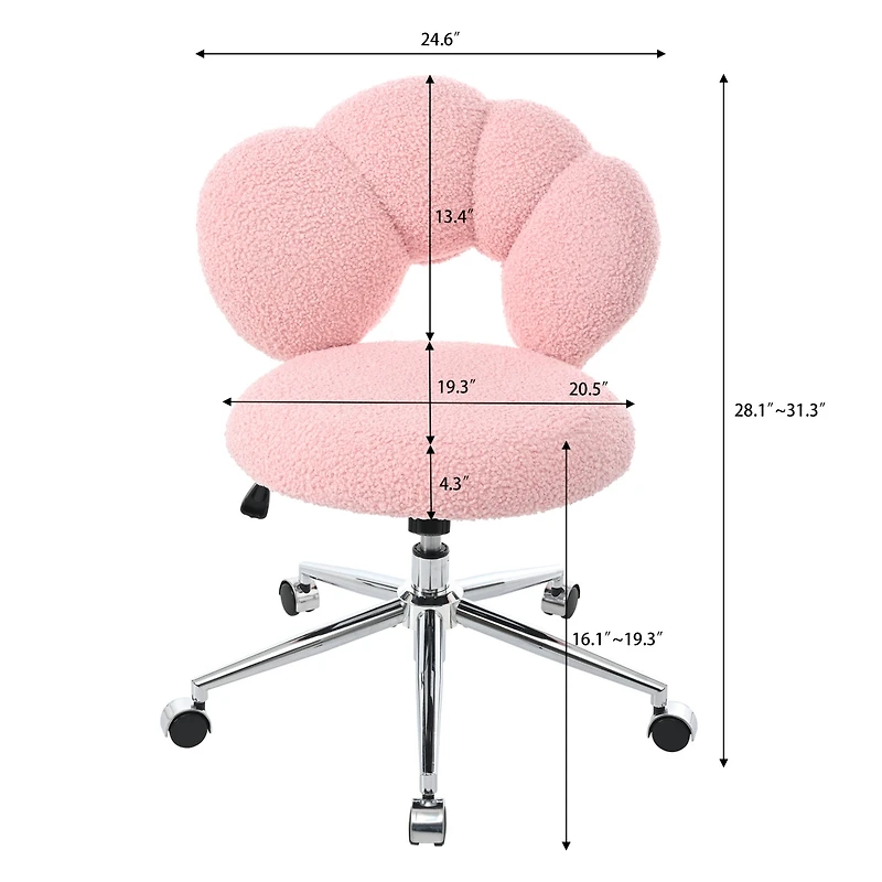 Simplie Fun 360 Swivel Height Adjustable, Swivel Chair, Teddy Fabric, Home Office Chair