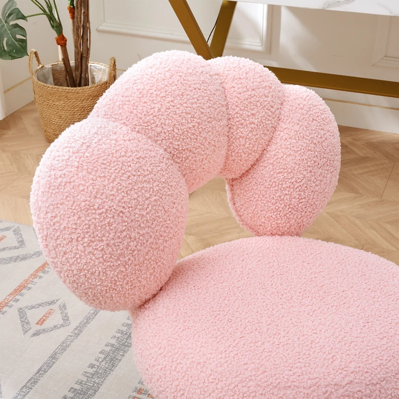 Simplie Fun 360 Swivel Height Adjustable, Swivel Chair, Teddy Fabric, Home Office Chair