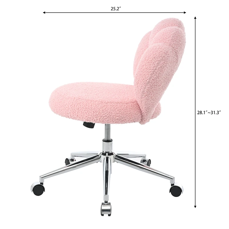 Simplie Fun 360 Swivel Height Adjustable, Swivel Chair, Teddy Fabric, Home Office Chair