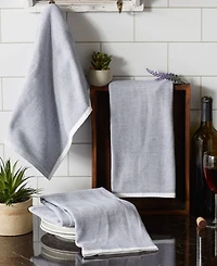 Design Imports French Terry Collection Kitchen Dishtowel Set, 18x28", French Blue Chambray Solid, 3 Piece
