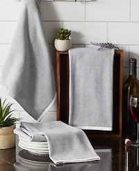 Design Imports French Terry Collection Kitchen Dishtowel Set, 18x28", Mineral Gray Chambray Solid, 3 Piece