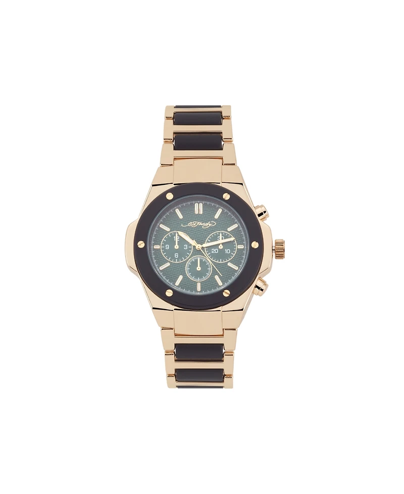 Ed Hardy Men's Brushed Gold-Tone Metal Bracelet Watch 52mm