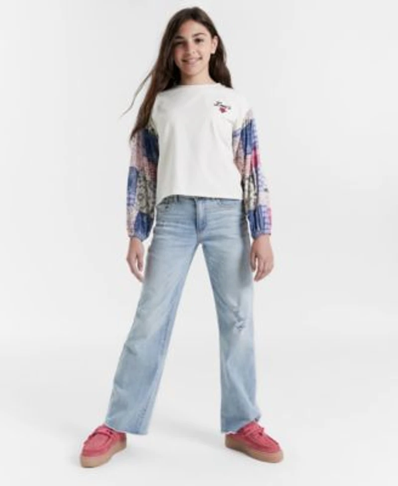 Levis Big Girls Woven Long Sleeve Top Wide Leg Jeans