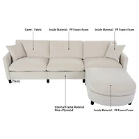 Streamdale Furniture 107.87'Sectional Sofa Couch With 1 Ottoman, Seat Cushion And Back Cushion Removable