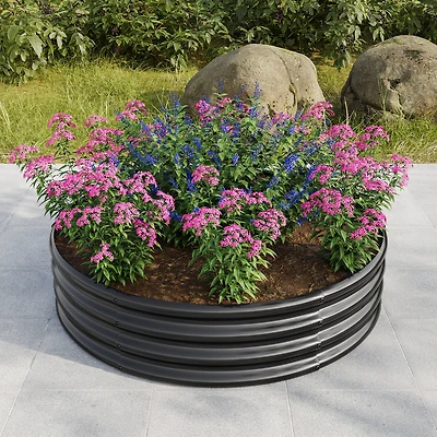 Streamdale 47.24x11.4" Tall Round Metal Garden Bed for Vegetables and Flowers