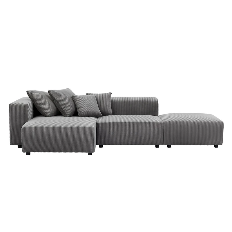 Streamdale Furniture Gray Modular Corduroy Sectional Sofa Set