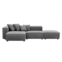 Streamdale Furniture Gray Modular Corduroy Sectional Sofa Set