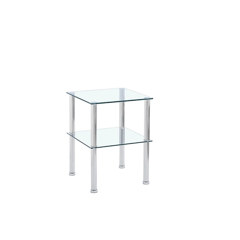 Streamdale Furniture Clear 2-Tier Side/End Table with Storage
