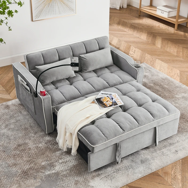 Streamdale Furniture 55.51 Inch Versatile Foldable Sofa Bed In 3 Lengths, Modern Sofa Sofa Sofa