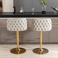 Streamdale Adjustable Swivel Bar Stools Set, Beige, Set of 2