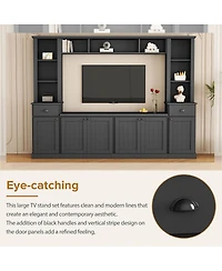 Simplie Fun White Modern Entertainment Wall Unit Set