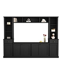 Simplie Fun White Modern Entertainment Wall Unit Set