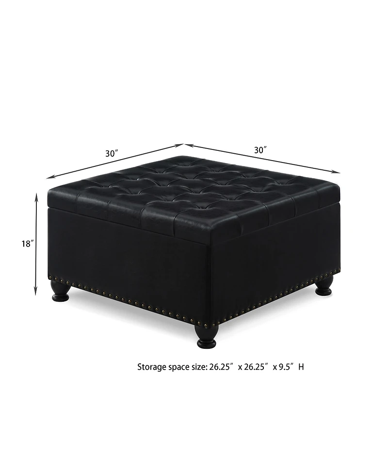Streamdale Furniture Black Upholstered Ottoman with Wooden Legs