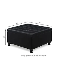 Streamdale Furniture Black Upholstered Ottoman with Wooden Legs