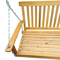 Simplie Fun Teak Wood Swing Bench for Outdoor Spaces