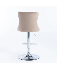 Streamdale Furniture Adjustable Khaki Velvet Bar Stools, Set of 2