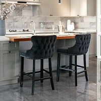 Streamdale Modern Velvet Wingback Bar Stools, Set of 2