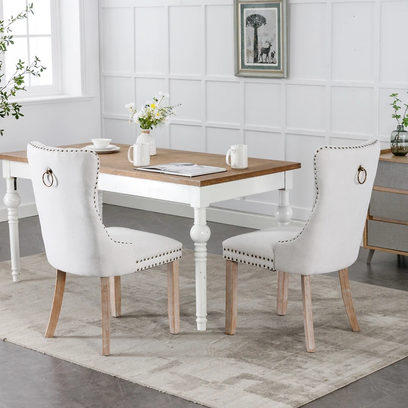 Streamdale Contemporary Flax Upholstered Dining Chair Set