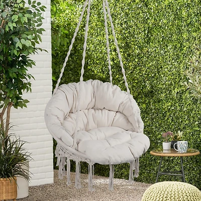 Streamdale Macrame Swing Chair for Indoor and Outdoor with Cushion