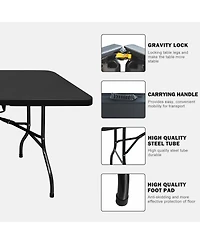 Streamdale Portable Plastic Camping Table, High Load Bearing Foldable Black Table