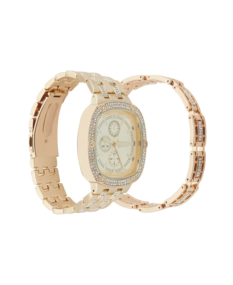 American Exchange Men's Crystal Bracelet Watch 46mm Gift Set