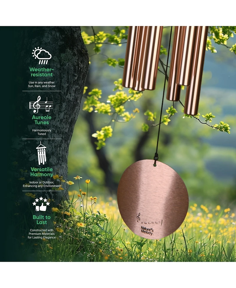 Nature's Melody Aureole Tunes Wind Chimes - 6-Tube Outdoor chime, C Pentatonic Scale 42 Inch