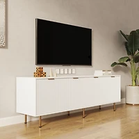 Modern Warm White Tv Cabinet For 80 Inch Tv Stands, For Living Room Bedroom