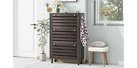 Streamdale Slim shoe cabinet with hanging hooks, drawers, and adjustable panels