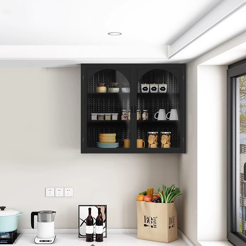 27.56" Glass Doors Modern Two-Door Wall Cabinet