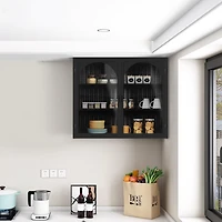 27.56" Glass Doors Modern Two-Door Wall Cabinet