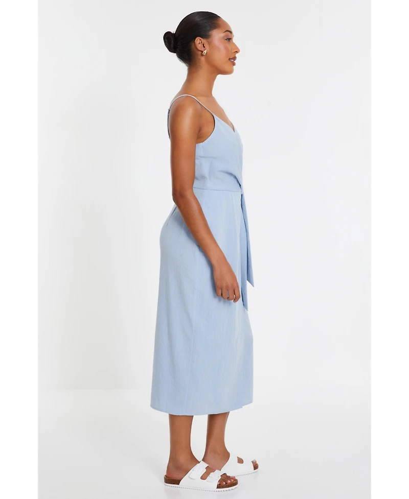 Quiz Women's Linen Wrap Strappy Midi Dress