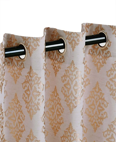 Superior Modern Venetian Damask Jacquard 2-Piece Curtain Panels with Grommet Header Top