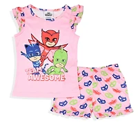 Pj Masks Toddler Girls Gekko Catboy Owlette Team Awesome Sleep Pajama Set Shorts