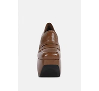 Gilliam Womens High Platform Wedge Loafers