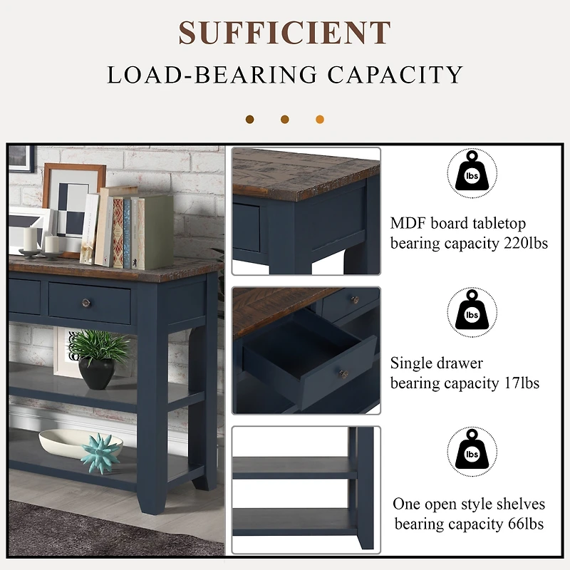 Streamdale 48" Solid Wood Console Table with 3 Drawers