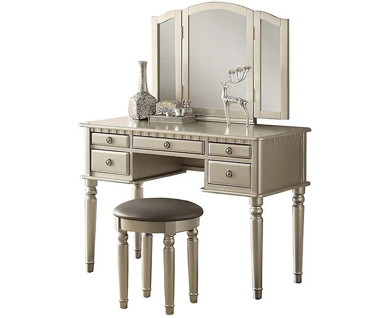 Streamdale Modern Vanity Set with Foldable Mirror and Drawers