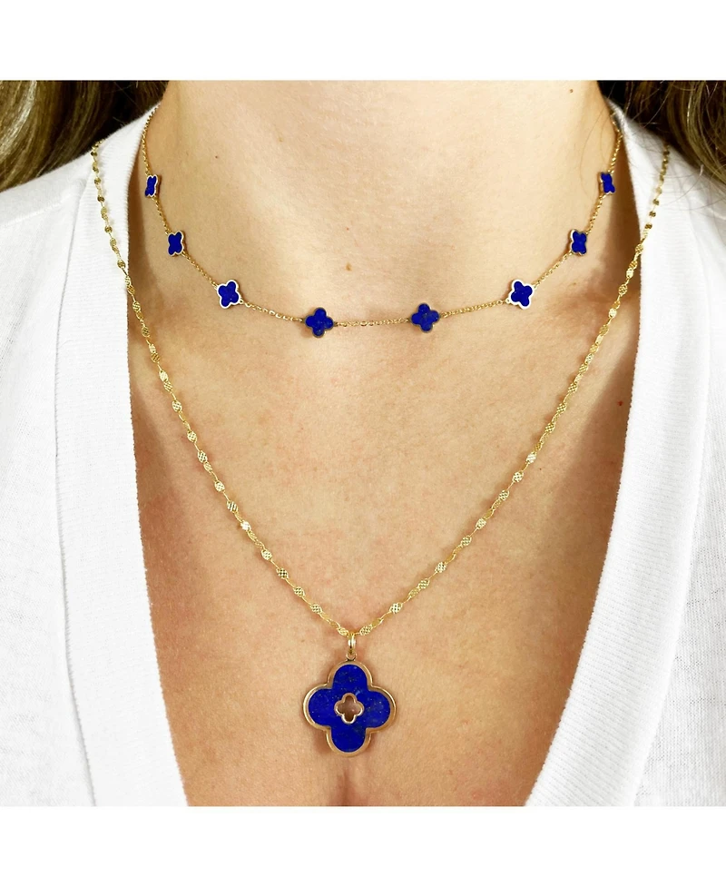 The Lovery Lapis Clover Cut Out Charm 14K Gold