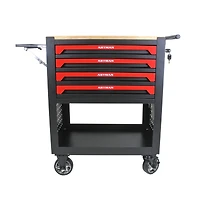 Streamdale Furniture 4 Drawers Multifunctional Tool Cart With Wheels And Wooden Top