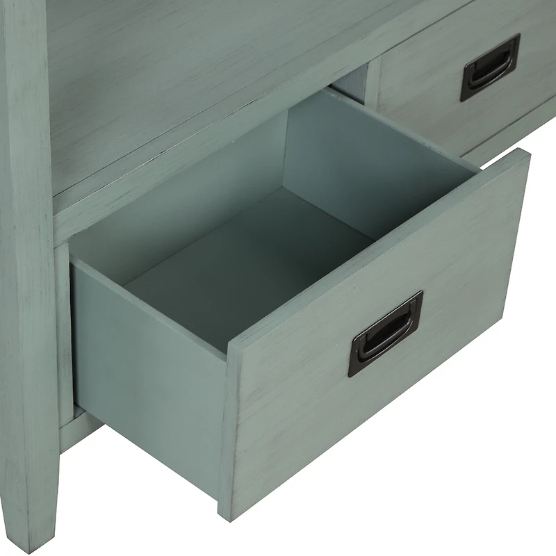 Streamdale Furniture 36" Farmhouse Pine Wood Console Table Entry Sofa Table With 4 Drawers & 1 Storage Shelf